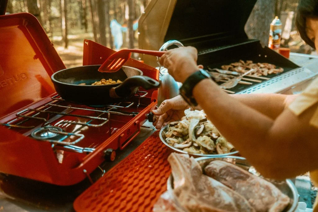 Cooking Macaroni on the Gas Stovetop at Sibo's Bell Tent Glamping Site