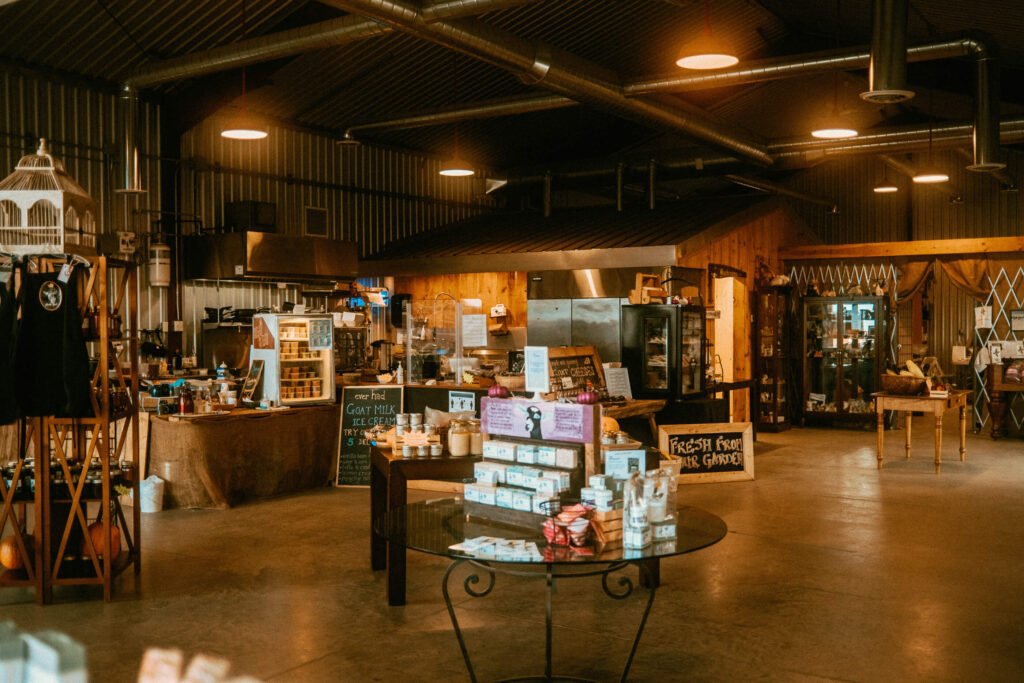 Inside the Screaming Goat Cafe is a very well stocked and spacious gift shop filled with Haute Goat specialty items and other local goods.