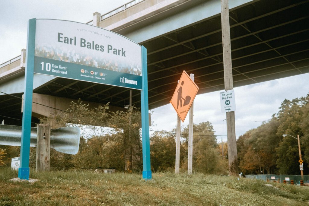 Earl Bales Park Sign near 10 Don River Boulveard