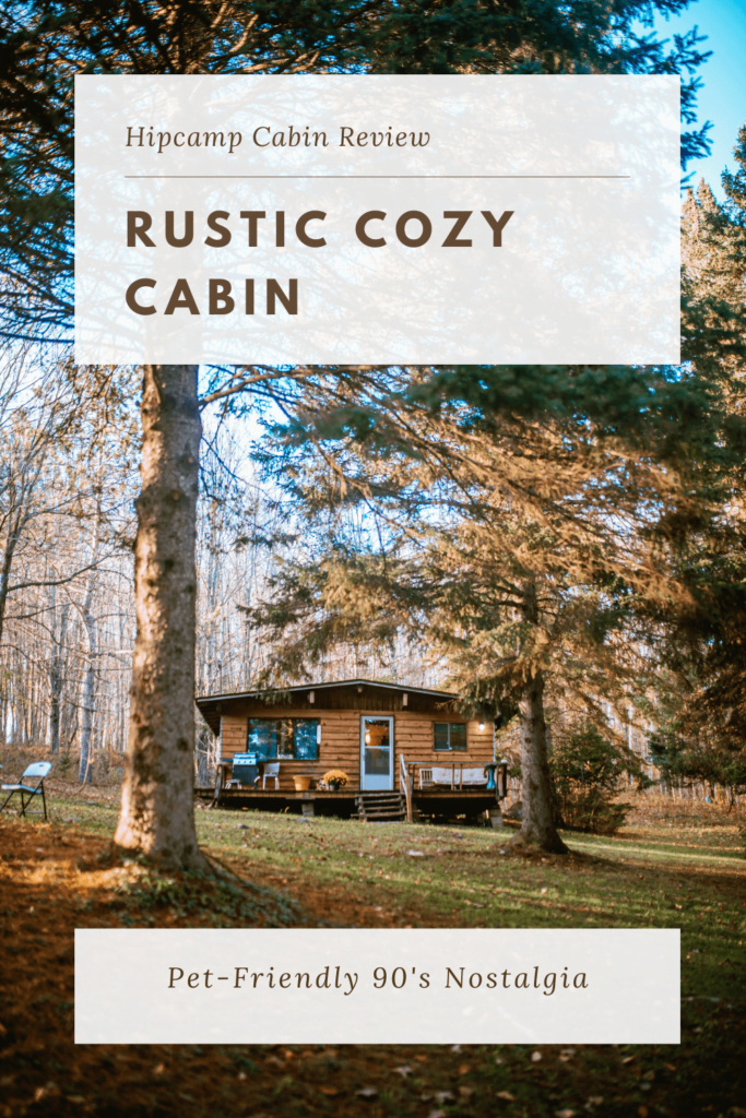 Rustic Cozy Cabin in Minden Hills - A Hipcamp Find. Pinterest Pin 1