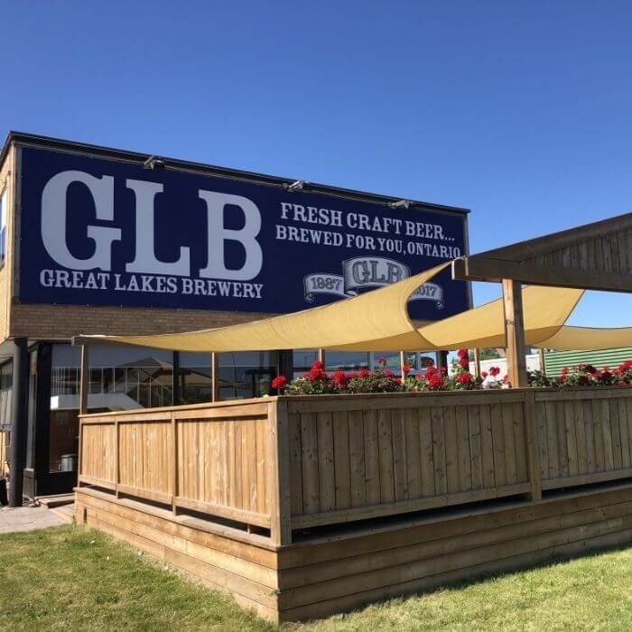 Front entrance and patio of Great Lakes Brewery