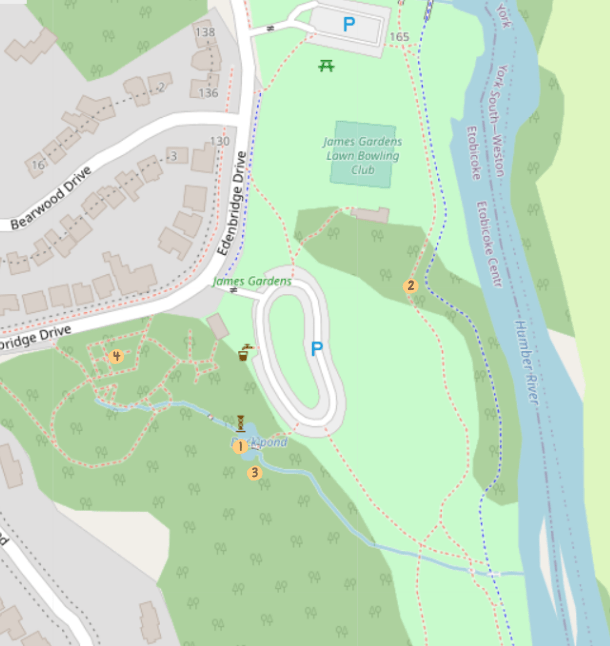 Map of James Garden Park with Recommended Photoshoot locations marked.