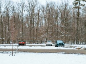North-west parking lot at Sugarbush Heritage Park. There are two free parking lots for visitors to use when visiting this park in Thornhill.